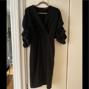 Zara black ruffle sleeve dress